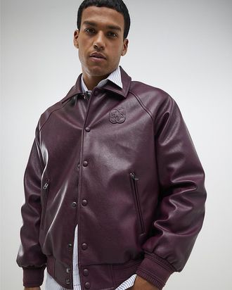 River Island Mens Jacket Red Stud Pressed Faux Leather Pu - Size X-Small