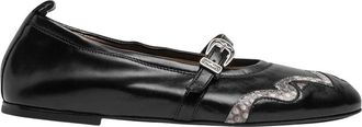 Sartore Leren en Python Ballerinas - Dames - Ballerinas - Zwart - 37 1/2 EU - Leer - Schoenen