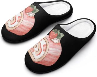 Generic Strawberry Roll Cake Mens Slippers House Slipper Anti-skid Sole Indoor Shoes Outdoor Comfort Cotton
