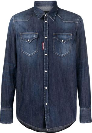 Dsquared2 distressed denim shirt - men - Spandex/Elastane/Cotton - 46 - Blue