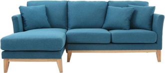 Miliboo Sofá de esquina izquierda nórdico en tejido azul petróleo desenfundable OSLO