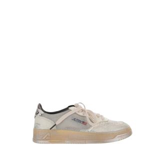 Autry Lage leren sneakers met glitter - Dames - Schoenen - Grijs - Maat: 37 EU Leer