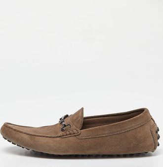 Tod's Tods Brown Suede Buckle Detail Loafers