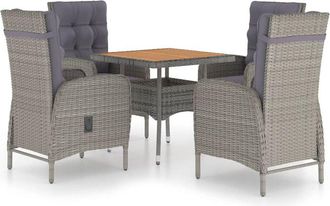 vidaXL Muebles De Jard&iacute;n 5 Piezas Rat&aacute;n Sint&eacute;tico Gris Madera Acacia Vidaxl