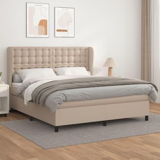 vidaXL Vidaxl - Cama Box Spring Con Colch&oacute;n Cuero Sint&eacute;tico Capuchino 160x200cm