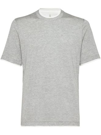 Brunello Cucinelli Gelaagd T-shirt met ronde hals - Grijs
