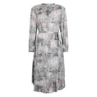 PESERICO Kleedjes, Dames, Veelkleurig, 3Xs, Fluid Geometric Midi Dress