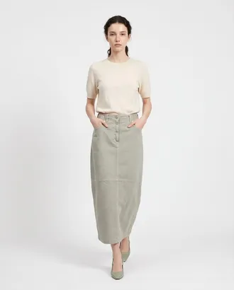 Brunello Cucinelli Womens Light Green Denim Skirt, Size 42