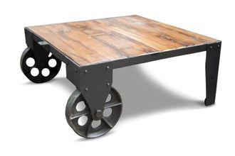 PIB Mesa de centro m&oacute;vil de madera marron