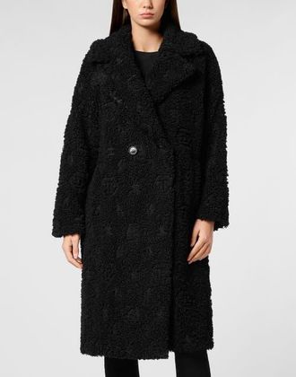 Philipp Plein Coat Long Monogram Women in Black at Nordstrom, Size X-Large/xx-Large