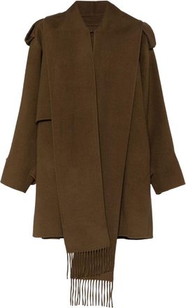 GOEN.J Double-faced muffler-collared jacket - women - Wool/Nylon - M - Brown