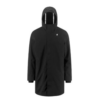 K-Way Zwarte Bonded Parka met Fleece Voering - Heren - Parka Jassen - Zwart - S - Jassen