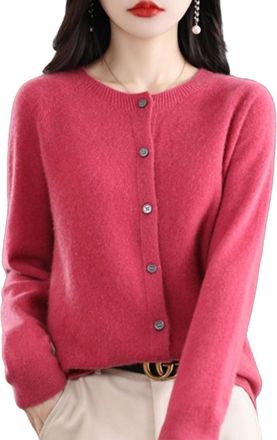 Generic QuyiFa 2024 Cashmere Button Front Long Sleeve Cardigan Soft Warm Knit Elastic Jumpers,Cashmere Sweaters for Women,Cashmere Cardigan Sweaters for Women