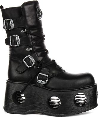 New Rock Lace-up Boots, female, Black, 9 UK, Neptuno Mid Calf Black Boots