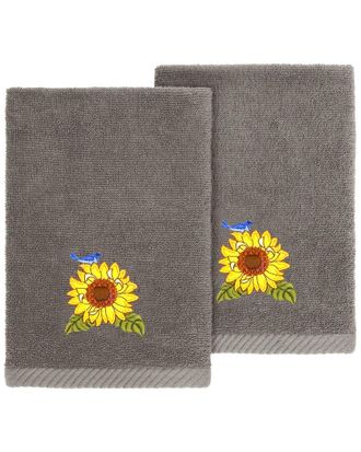 Linum Home Textiles Turkish Cotton Girasol 2Pc Embellished Fingertip Towel Set