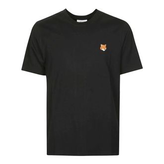 Maison Kitsun&eacute; T-Shirts, male, Black, Size: L Fox Head Regular T-Shirt