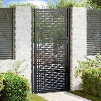 vidaXL Puerta De Jard&iacute;n Negra 105x205 Cm Dise&ntilde;o De Cruz De Acero Vidaxl