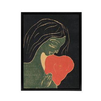 Artery8 The Heart Hjertet Painting Munch Vintage Black Framed Canvas Wall Art | Size: W24 x H32