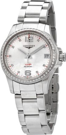 Longines Conquest V.H.P. Quartz Diamond White Mother of Pearl Dial Ladies Watch L3.316.0.87.6