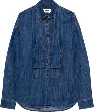 Msgm Denim Shirts - Dames - Spijkeroverhemden - Blauw - S - Denim - Overhemden