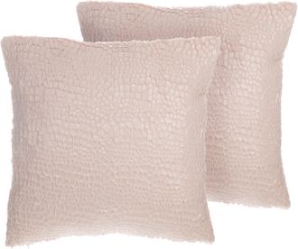 Beliani Conjunto De Cojines Decorativos Rosa Con Efecto Crujido 45 X 45 Cm Decoraci&oacute;n Moderna Glamour Peony