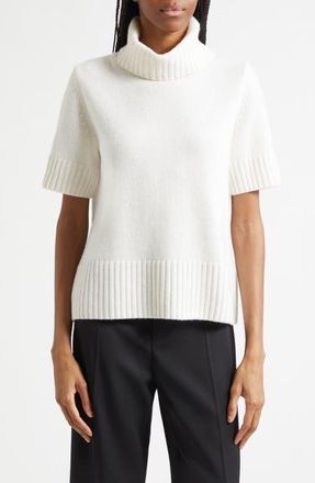 Reiss Elena Short Sleeve Cashmere Turtleneck Sweater in Cream at Nordstrom, Size X-Small