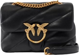 Pinko Mini Love Bag Puff Maxi Quilt - Dames - Schoudertassen - Zwart - ONE Size - Katoen - Tassen