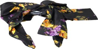 Dolce & Gabbana Black Floral Applique Silk Women Headband Diadem Accessory