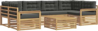 vidaXL Conjunto De Sof&aacute;s De Exterior 7 Uds. Blanco Y Antracita Vidaxl