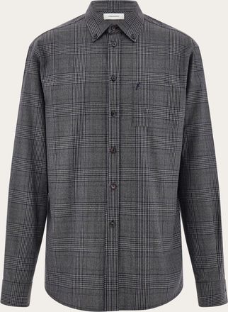Ferragamo Men Checked shirt Black