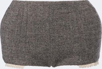 Magda Butrym Herringbone wool and cashmere-blend shorts