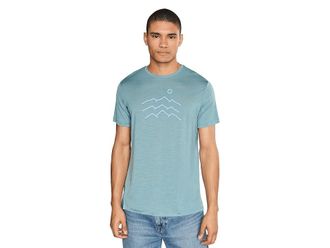 Icebreaker Merino Blend 125 Cool-Litetm Sphere Short Sleeve T-Shirts Across the Peaks Mens Clothing Flint Blue : LG, Tencel/Wool