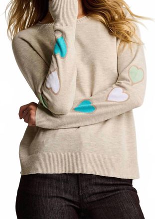 Lisa Todd Heart Sleeve Crew Pullover In Almond