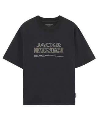 Jack & Jones Plus Size T-Shirt JCOSTANCE TEXT TEE SS CN FST PLS, Herren, Gr. 4XL, schwarz, Jersey, Obermaterial: 100% Baumwolle, JACK & JONES PLUSSIZE, bedruckt, regular fit