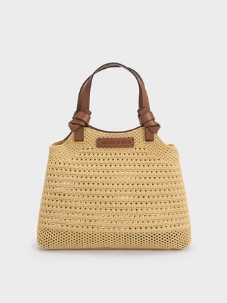 Charles & Keith Ida Knotted Handle Knitted Tote Bag