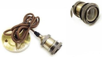 Trade Shop Trade Shop Traesio - Trade Shop - Portalampada Vintage Stile Retro Sospensione Pendente E27 Bronzo Ottone E27-02