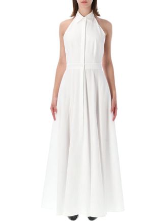 Ralph Lauren White Solid Shirt Collar Dress