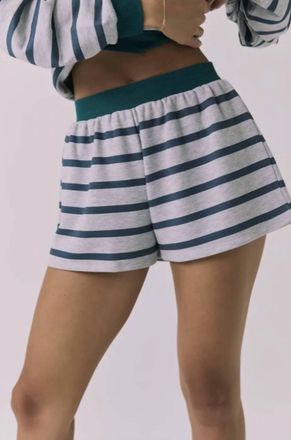 Chaser Resort Stripe Shorts In Heather Grey