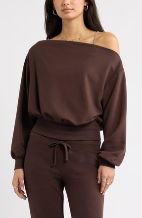 BP. Off the Shoulder Sweatshirt in Brown Coffee at Nordstrom, Size Xx-Small
