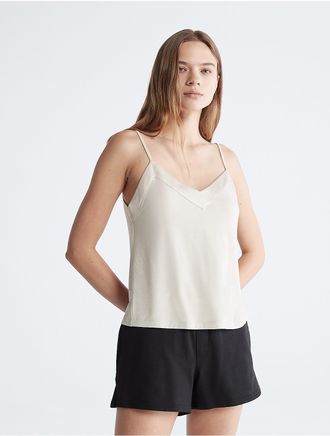 Calvin Klein Womens Modal Satin Sleep Camisole - White - XS