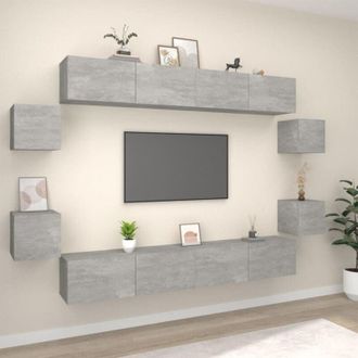 vidaXL 8 Piece TV Cabinet Set Concrete Grey Engineered Wood vidaXL