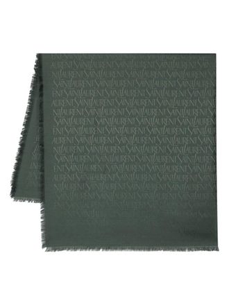 Saint Laurent Dark Green Logo Scarves