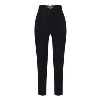 Elisabetta Franchi Cropped Trousers, female, Black, Size: L Logo-Detail Cropped Trousers
