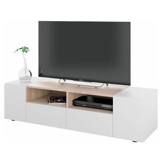 Usinestreet Usinestreet - Mueble De Tv Tamiko 138 Cm En Blanco Artik Y Roble Canadian