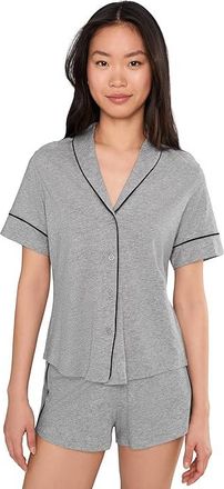 Cosabella Pima Lusso Shortsleeve Shorts Pj Set Womens Pajama Sets Heather Gray/Black : 2XL, Cotton/Modal/Satin
