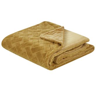 Beliani Beliani - Colcha De Poli&eacute;ster Estampado Amarillo 200 X 220 Cm Sitapur