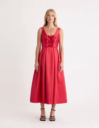 Nobody's Child Womens Milda Scoop Neck Midi Dress - Red - Size: 10