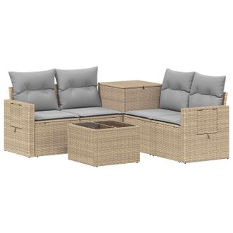 vidaXL Set Di Divani 6 Pz Beige E Grigio Chiaro Vidaxl
