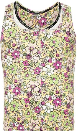 Martine Rose layered floral-print tank top - unisex - Cotton/Elastane/Modal - M - Yellow