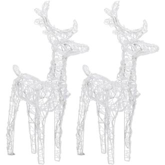vidaXL vidaXL Renne di Natale 2 pz Bianco Freddo 80 LED in Acrilico